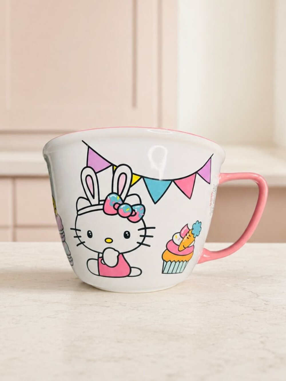 Hello Kitty Easter Mixing Bowl Pour Spout Handle Bunny Design NWT